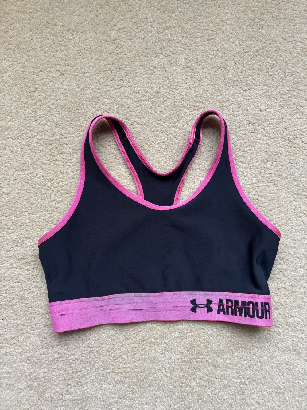 Under Armour Black Sports Bra with Pink Trim
